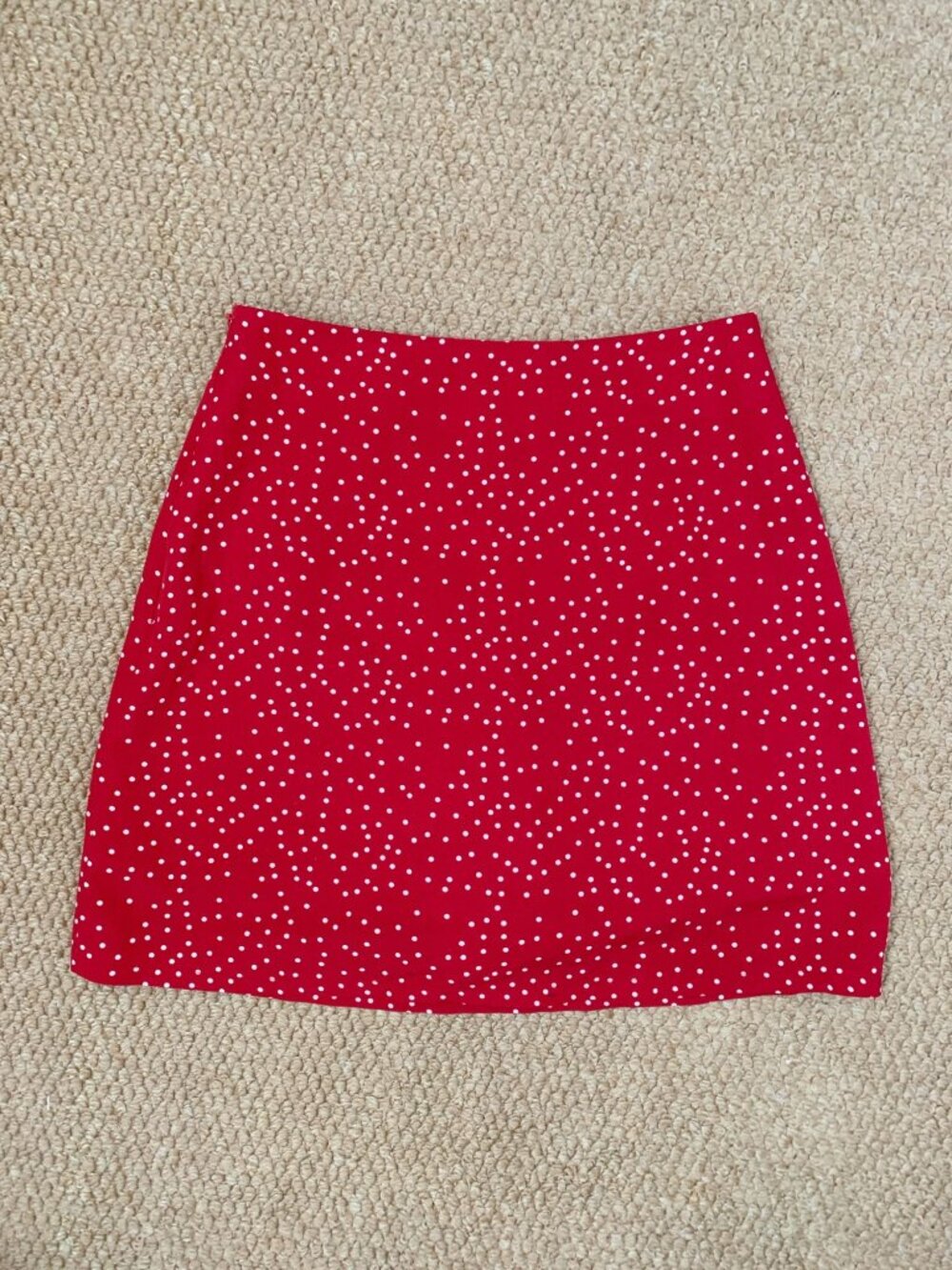 Red White Polka Dot Mini Skort High Waist 100% Cotton Size S - Picture 2 of 4